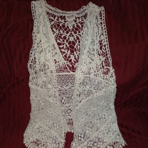 crocheted lace vest